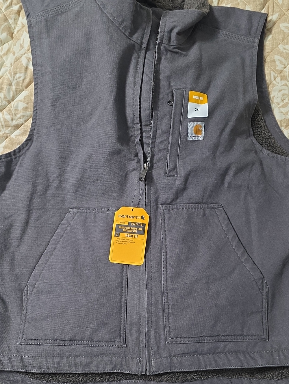 Carhartt Men's Gray Sherpa-Lined Work Vest